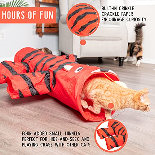 Multi Cat Tunnel with Crinkle Feather String for Pets