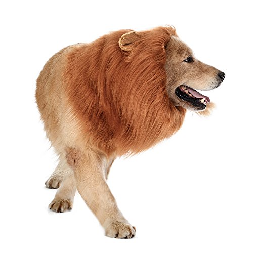 TOMSENN Dog Lion Mane - Realistic & Funny Lion Mane for Dogs - Complementary Lion Mane for Dog Costumes - Lion Wig for Medium to Large Sized Dogs Lion Mane Wig for Dogs from Tomsenn