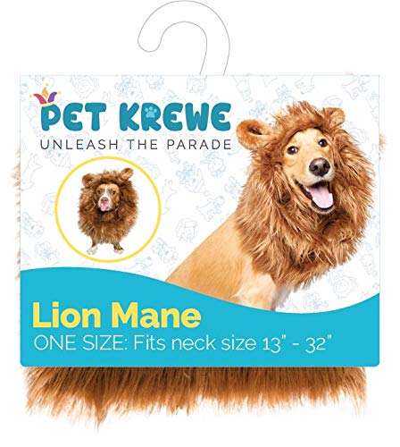 Pet Krewe Dog Lion Mane Halloween Costume â Fits Neck Size 13â- 32â- Lion Mane for Small Dogs â Ideal for Halloween, Dog Birthday, Dog Cosplay, Dog Outfits, Pet Clothes (Large) from Pet Krewe