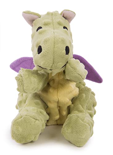 goDog Dragon With Chew Guard Technology Tough Plush Dog Toy, Lime, Large by Sherpa