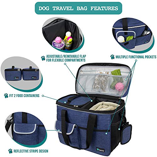 PetAmi Dog Travel Bag with Food Container and Bowls