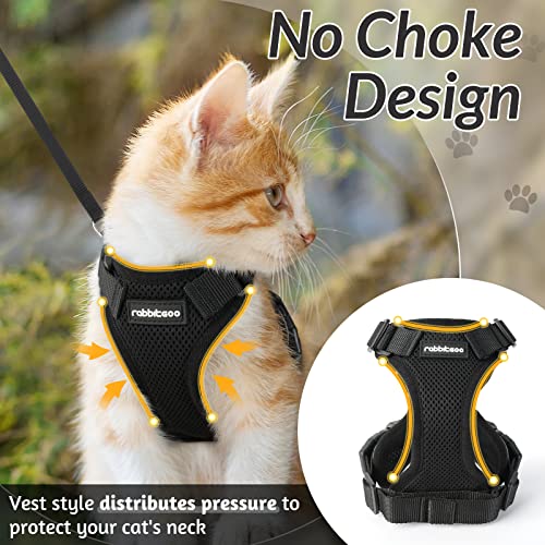 rabbitgoo Cat Harness and Leash for Walking, Escape Proof Soft Adjustable Vest Harnesses for Cats, Easy Control Breathable Jacket, Black, XS by GLOBEGOU CO.,LTD
