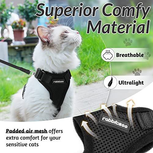 rabbitgoo Cat Harness and Leash for Walking, Escape Proof Soft Adjustable Vest Harnesses for Cats, Easy Control Breathable Jacket, Black, XS by GLOBEGOU CO.,LTD