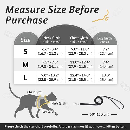 rabbitgoo Cat Harness and Leash Set for Walking Escape Proof, Adjustable Soft Kittens Vest with Reflective Strip for Cats, Comfortable Outdoor Vest, Black, S (Chest:9.0"-12.0") by GLOBEGOU CO.,LTD