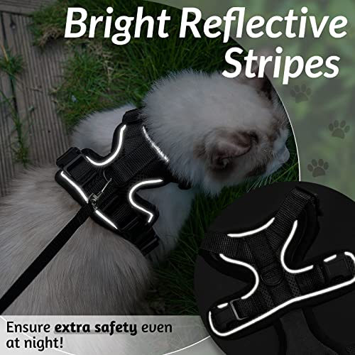 rabbitgoo Cat Harness and Leash for Walking, Escape Proof Soft Adjustable Vest Harnesses for Cats, Easy Control Breathable Jacket, Black, XS by GLOBEGOU CO.,LTD