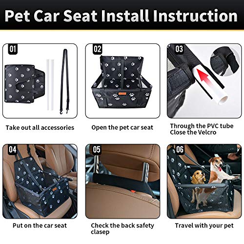 SWIHELP Pet Car Booster Seat Travel Carrier Cage, Oxford Breathable Folding Soft Washable Travel Bags for Dogs Cats or Other Small Pet by SWIHELP