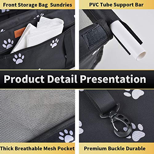 SWIHELP Pet Car Booster Seat Travel Carrier Cage, Oxford Breathable Folding Soft Washable Travel Bags for Dogs Cats or Other Small Pet by SWIHELP