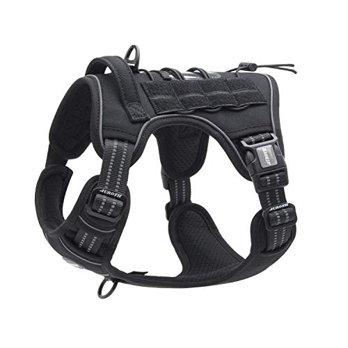 Auroth Tactical Dog Harness for Large Dogs No Pull Adjustable Pet Harness Reflective K9 Working Training Easy Control Pet Vest Military Service Dog Harnesses Black L by Auroth Pets