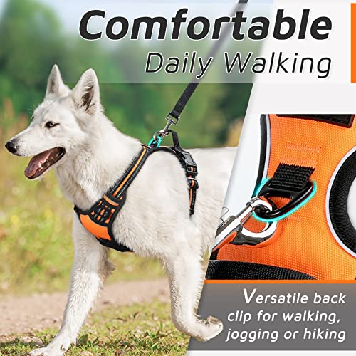 Eagloo Dog Harness No Pull, Walking Pet Harness with 2 Metal Rings and Handle Adjustable Reflective Breathable Oxford Soft Vest Easy Control Front Clip Harness Outdoor for Large Dogs Orange by HOMEIN CO.,LTD