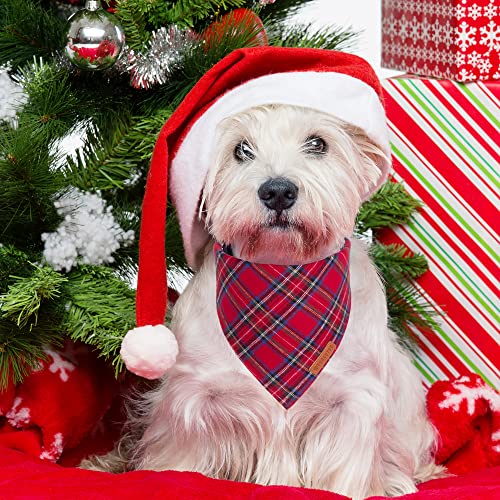 Christmas Plaid Dog Bandana, Premium Cotton Fabric