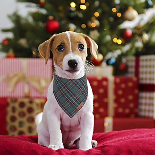 Christmas Plaid Dog Bandana, Premium Cotton Fabric