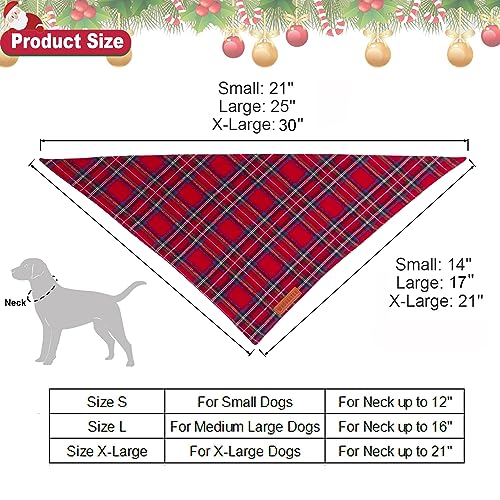 Christmas Plaid Dog Bandana, Premium Cotton Fabric