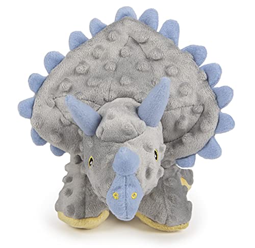 goDog Dinos Triceratops With Chew Guard Technology Tough Plush Dog Toy, Grey, Large by Quaker Pet Group