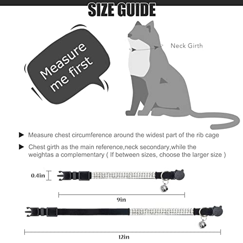 EXPAWLORER Cat Collar Breakaway with Bells - 2 Pack Rhinestones Bling Diamante Collars - Soft Velvet Safe Adjustable Shing Collar for Cats and Small Dogs from EXPAWLORER
