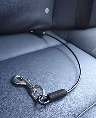 Leash Boss Dog Car Seat Belt Restraint - No-Chew Heavy Duty Car Seatbelt for Pets - 5 Sizes - Coated Steel Rope to Prevent Chewing (26 in) by Leashboss