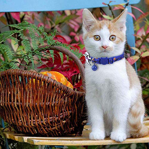 BoomBone 2 Pack Cat Halloween Collar,Kitten Collars for Small Dogs with Bell and Pumpkin Ghost Charm by Upaw