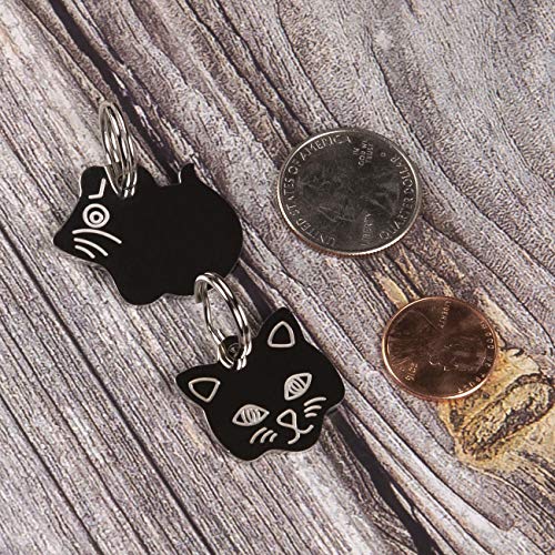 Stainless Steel Cat ID Tags - Engraved Personalized Cat Tags Includes up to 4 Lines of Text with Cat Shape from PetANTastic