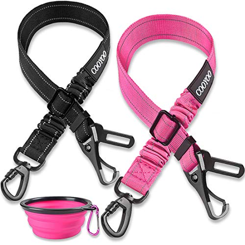 COOYOO Dog Seat Belt,Upgraded 2-in-1 Multi-Functional Dog Car Seatbelts 2 Pack Adjustable Pet Seat Belt for Vehicle - Heavy Duty Nylon & Elastic - Reflective Dog Car Harness for Dogs,Cats and Pets… from COOYOO