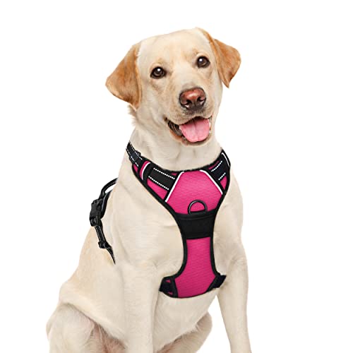 BARKBAY No Pull Pet Harness Dog Harness Adjustable Outdoor Pet Vest 3M Reflective Oxford Material Vest for PINK Dogs Easy Control for Small Medium Large Dogs (L) from BARKBAY