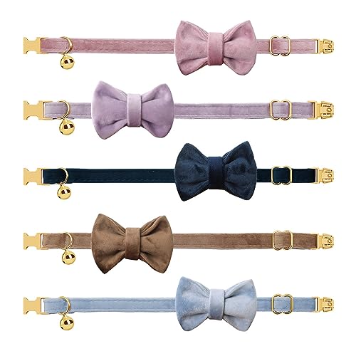 AnNengJing Personalized Cat Collar with Name Plate ,Adjustable Tough Nylon Cat ID Collars with Bell ,Customize Engraved Pet Name and Phone Number (Velvet Style B) by AnNengJing