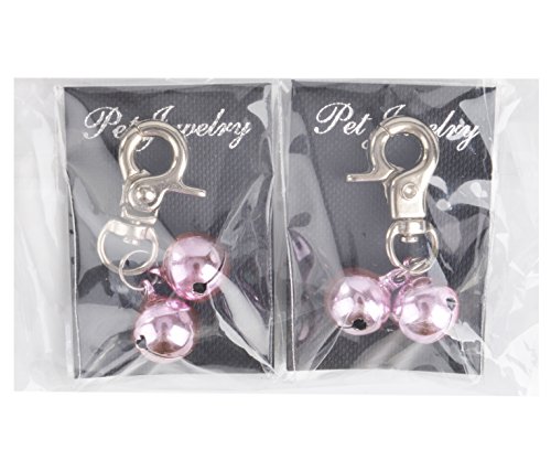 EXPAWLORER 2 Sets Bell Training Charm Pendants Jewelry for Pet Dog Cat Necklace Collar Pink from HAOBO