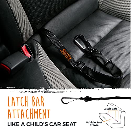Mighty Paw Safety Belt, Dog Seat Belt, Latch Bar Attachment for Optimal Safety and Security, All Metal Hardware, Tangle-Free Swivel Attachment, Carabiner, Adjustable Length. (Black) by Mighty Paw