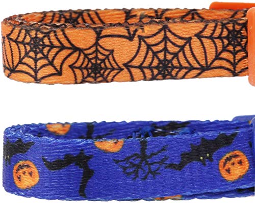 BoomBone 2 Pack Cat Halloween Collar,Kitten Collars for Small Dogs with Bell and Pumpkin Ghost Charm by Upaw