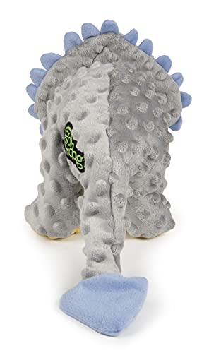 goDog Dinos Triceratops With Chew Guard Technology Tough Plush Dog Toy, Grey, Large by Quaker Pet Group