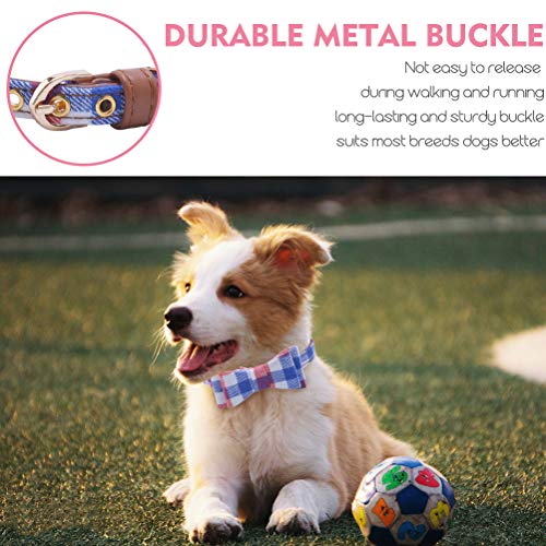 PUPTECK 2 Pack Adjustable Bowtie Small Dog Puppy Collar with Bell Charm 8-10 Black & Purple, Adorable, Classic Plaid from Beibao
