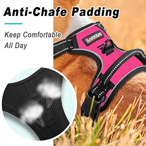 BARKBAY No Pull Pet Harness Dog Harness Adjustable Outdoor Pet Vest 3M Reflective Oxford Material Vest for PINK Dogs Easy Control for Small Medium Large Dogs (L) from BARKBAY