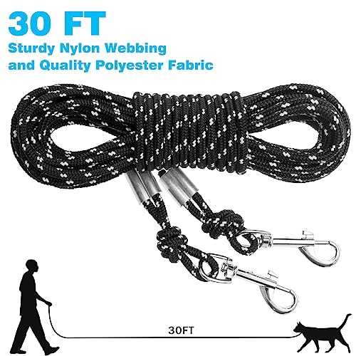 SCIROKKO Reflective Cat Leash - 30 Feet Yard Long Leash, Escape Proof Durable Walking Leads, Safe Extender Pet Tie Out Leash Outdoor Training Playing Camping for Kittens/Puppies/Rabbits/Small Animals by SCIROKKO