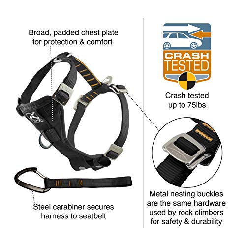 Kurgo Dog Harness | Car Harness for Dogs | Large | BlackPet Safety Seat Belt | Certified Crash Tested Harness | Car Seatbelt | Tru-Fit Enhanced Strength Style by Kurgo