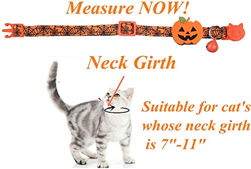 BoomBone 2 Pack Cat Halloween Collar,Kitten Collars for Small Dogs with Bell and Pumpkin Ghost Charm by Upaw