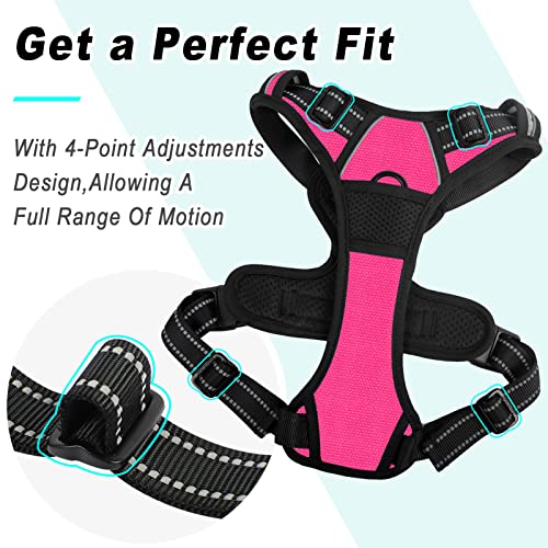 BARKBAY No Pull Pet Harness Dog Harness Adjustable Outdoor Pet Vest 3M Reflective Oxford Material Vest for PINK Dogs Easy Control for Small Medium Large Dogs (L) from BARKBAY