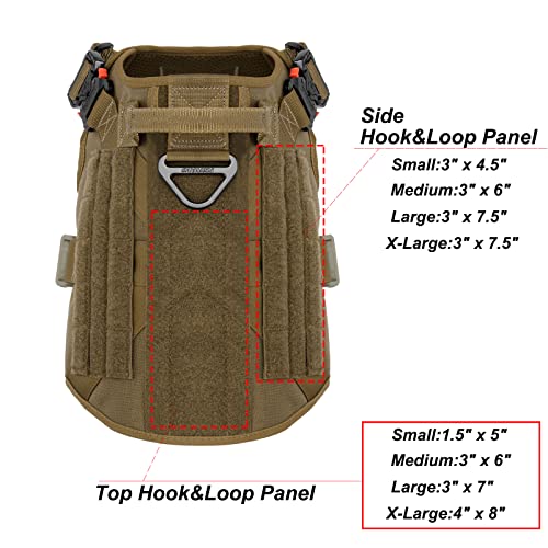 ICEFANG Tactical Dog Harness with 2X Metal Buckle,Dog Walking Training MOLLE Vest with Handle,No Pulling Front Leash Clip,Hook and Loop for Dog Patch (L (28"-35" Girth), Coyote Brown) from frostwolf