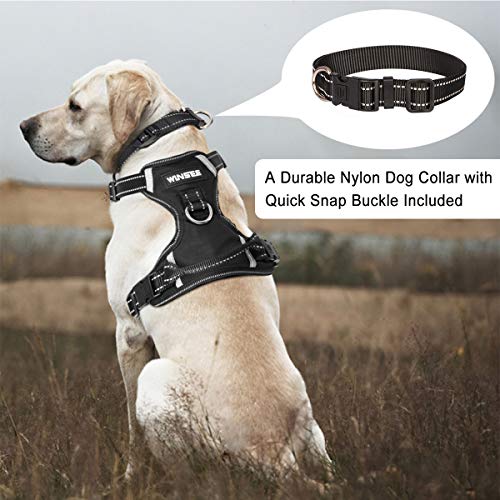 WINSEE Dog Harness No Pull, Pet Harnesses with Dog Collar, Adjustable Reflective Oxford Outdoor Vest, Front/Back Leash Clips for Small, Medium, Large, Extra Large Dogs, Easy Control Handle for Walking from WINSEE