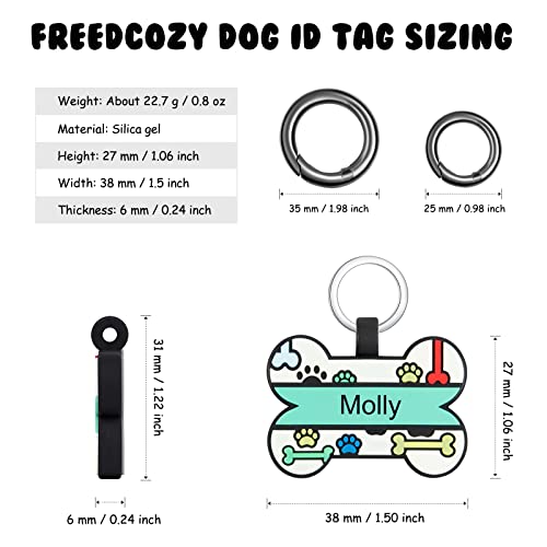 Personalized Engraving Dog Cat Accessories ID Tag Cute Pet Name Tag Silicone Double Sided Silencer ID Tag for Dogs Cats Pets (White-Bone) by Freedcozy