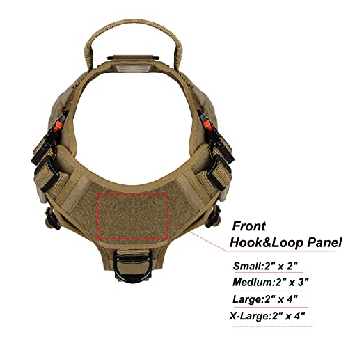 ICEFANG Tactical Dog Harness with 2X Metal Buckle,Dog Walking Training MOLLE Vest with Handle,No Pulling Front Leash Clip,Hook and Loop for Dog Patch (L (28"-35" Girth), Coyote Brown) from frostwolf