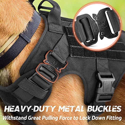 rabbitgoo Tactical Dog Harness for Large Dogs, Military Dog Harness with Handle, No-Pull Service Dog Vest with Molle & Loop Panels, Adjustable Dog Vest Harness for Training Hunting Walking, Black, L from GLOBEGOU CO.,LTD
