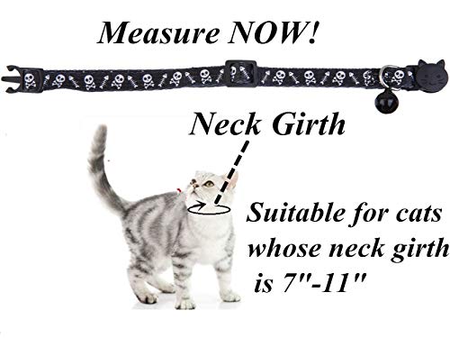 BoomBone Skull Cat Collar Breakaway with Bell,Pack of 2 Safe Halloween Puppy Collars by Upaw