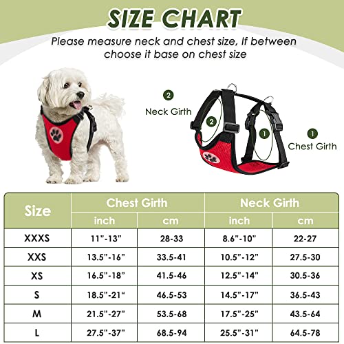 SlowTon Dog Car Harness Plus Connector Strap, Multifunction Adjustable Vest Harness Double Breathable Mesh Fabric with Car Vehicle Safety Seat Belt .(Red, Medium) from Slowton