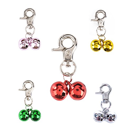 EXPAWLORER 2 Sets Bell Training Charm Pendants Jewelry for Pet Dog Cat Necklace Collar Pink from HAOBO