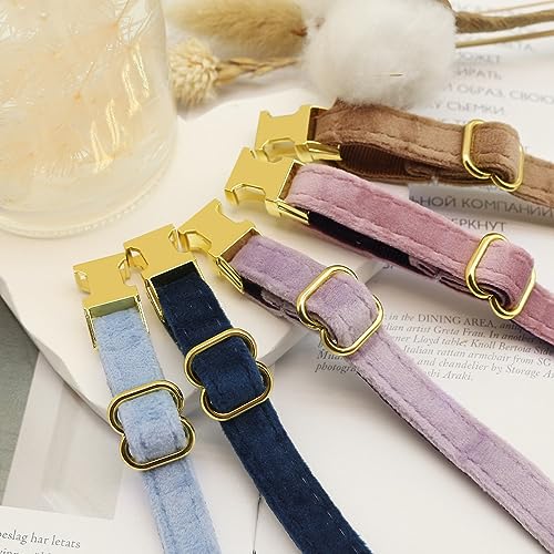 AnNengJing Personalized Cat Collar with Name Plate ,Adjustable Tough Nylon Cat ID Collars with Bell ,Customize Engraved Pet Name and Phone Number (Velvet Style B) by AnNengJing