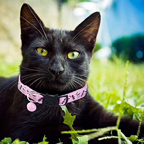 BoomBone Skull Cat Collar Breakaway with Bell,Pack of 2 Safe Halloween Puppy Collars by Upaw