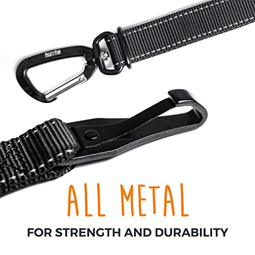 Mighty Paw Safety Belt, Dog Seat Belt, Latch Bar Attachment for Optimal Safety and Security, All Metal Hardware, Tangle-Free Swivel Attachment, Carabiner, Adjustable Length. (Black) by Mighty Paw