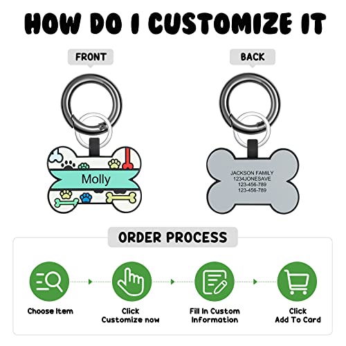 Personalized Engraving Dog Cat Accessories ID Tag Cute Pet Name Tag Silicone Double Sided Silencer ID Tag for Dogs Cats Pets (White-Bone) by Freedcozy