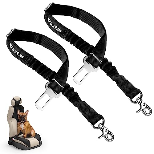 Vastar Dog Seat Belt Harness, 2 Packs Pet Dog Seat Belt Leash Adjustable Dog Cat Safety Leads Harness, Vehicle Car Seatbelt Harness for Pets with Elastic Nylon Bungee Buffer for Shock Attenuation by Vastar