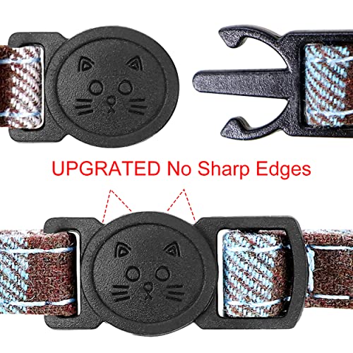 Joytale Breakaway Cat Collar with Bow Tie and Bell, Cute Plaid Patterns, 1 Pack Kitty Safety Collars,Haze Blue by Joytale