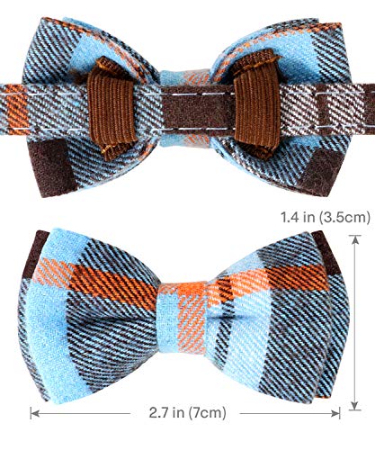 Joytale Breakaway Cat Collar with Bow Tie and Bell, Cute Plaid Patterns, 1 Pack Kitty Safety Collars,Haze Blue by Joytale