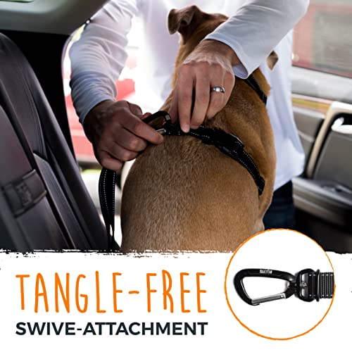 Mighty Paw Safety Belt, Dog Seat Belt, Latch Bar Attachment for Optimal Safety and Security, All Metal Hardware, Tangle-Free Swivel Attachment, Carabiner, Adjustable Length. (Black) by Mighty Paw